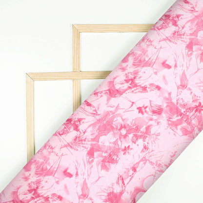 Salmon Pink Abstract Pattern Digital Print Japan Satin Fabric - Fabcurate