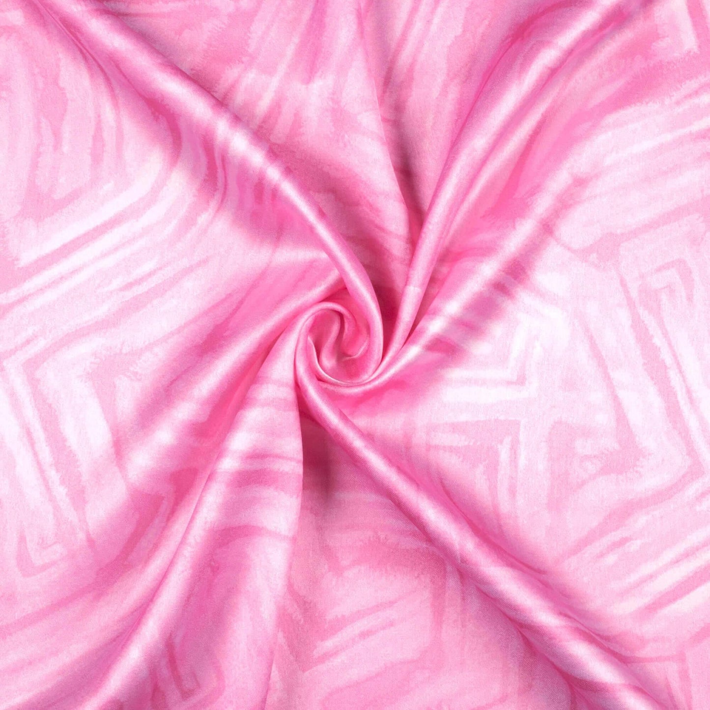 Salmon Pink Geometric Pattern Digital Print Japan Satin Fabric - Fabcurate