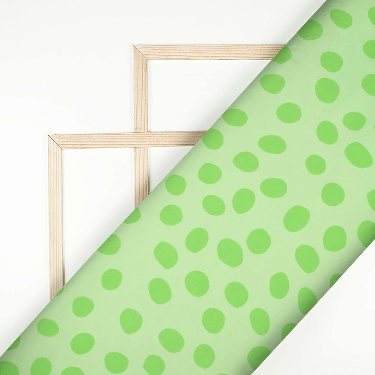 Lime Green Polka Dots Pattern Digital Print Georgette Fabric - Fabcurate