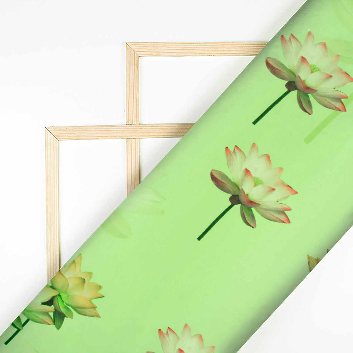 Lime Green And Pink Floral Pattern Digital Print Georgette Fabric - Fabcurate