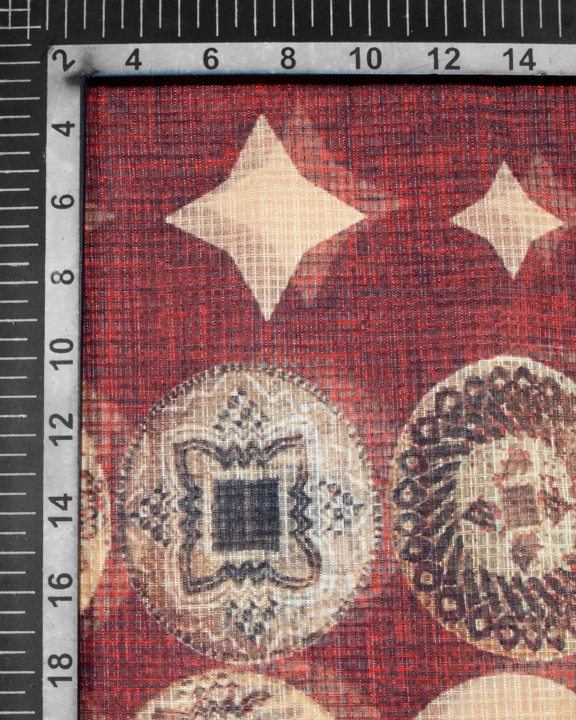 Maroon And Oyster Beige Brush Pattern Digital Print Kota Doria Dupatta With Tassels - Fabcurate