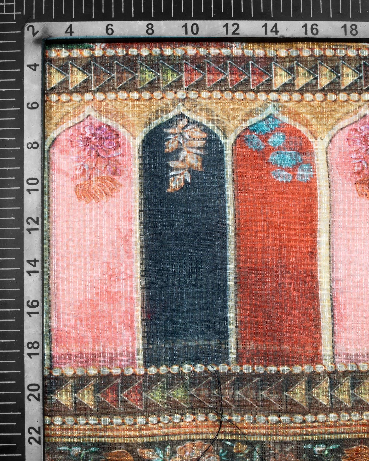 Marron And Black Traditional Pattern Digital Print Kota Doria Dupatta With Tassels - Fabcurate