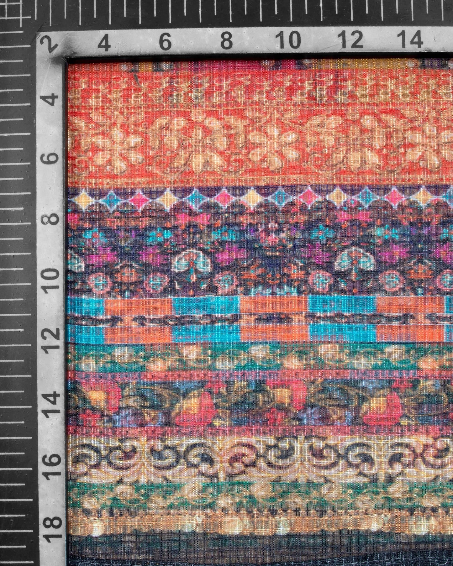 Multi-Color Stripes Pattern Digital Print Kota Doria Dupatta With Tassels - Fabcurate