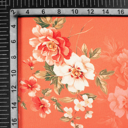 Burnt And Cream Floral Pattern Digital Print Premium Lush Satin Fabric