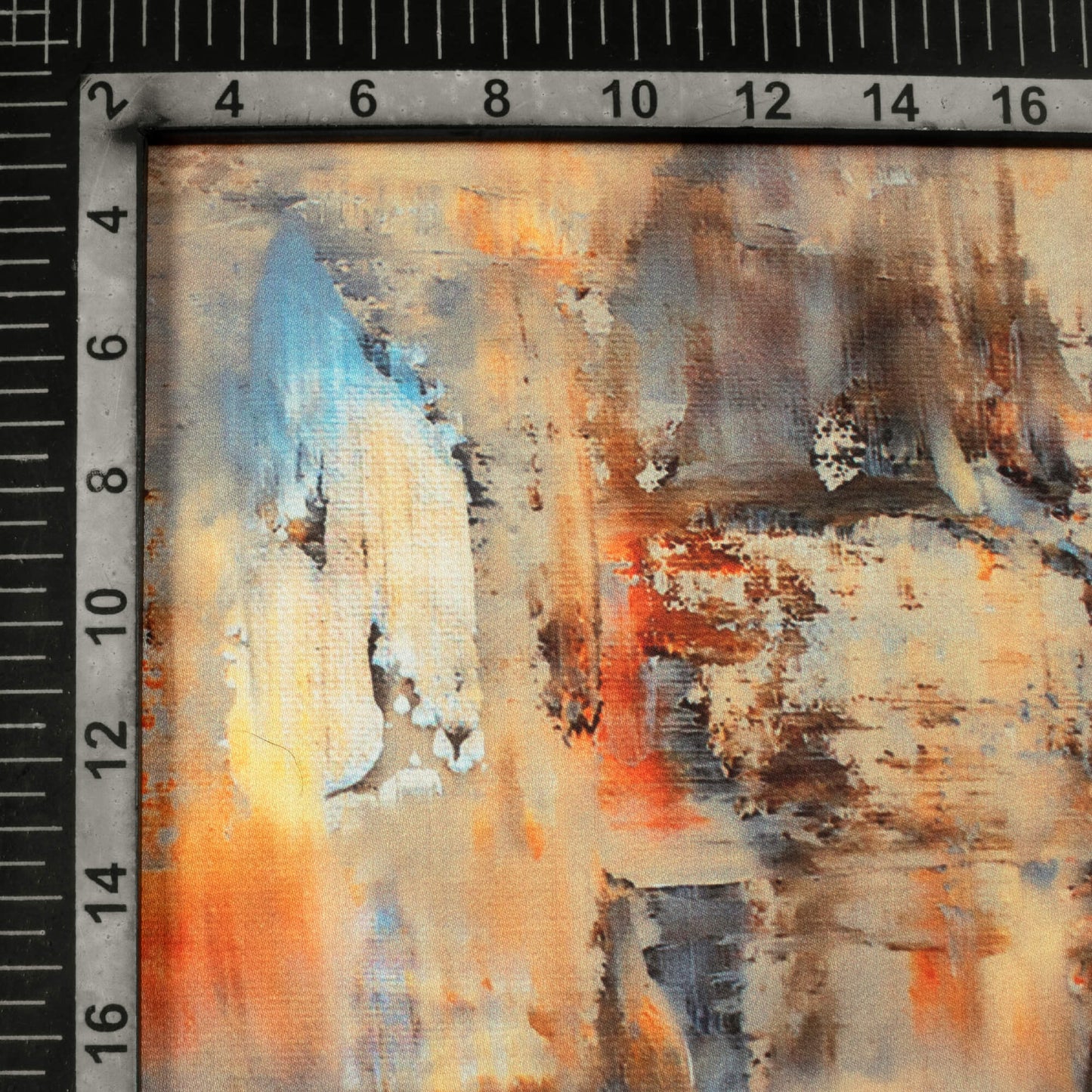 Orange And Grey Abstract Pattern Digital Print Premium Lush Satin Fabric
