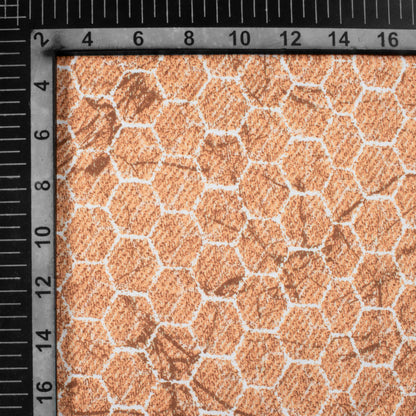 Sable Brown And White Geometric Pattern Digital Print Premium Lush Satin Fabric