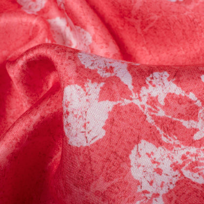 Punch Pink And White Floral Pattern Digital Print Premium Lush Satin Fabric