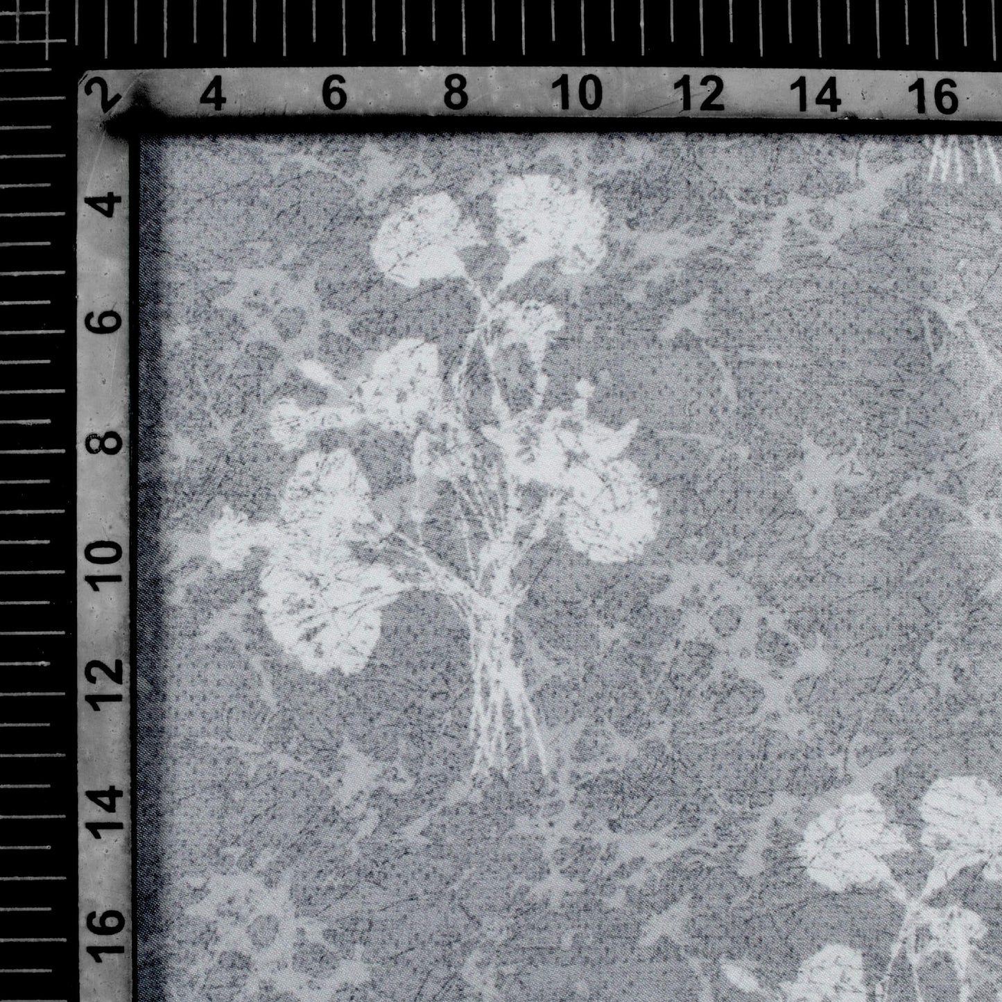 Grey And White Floral Pattern Digital Print Premium Lush Satin Fabric