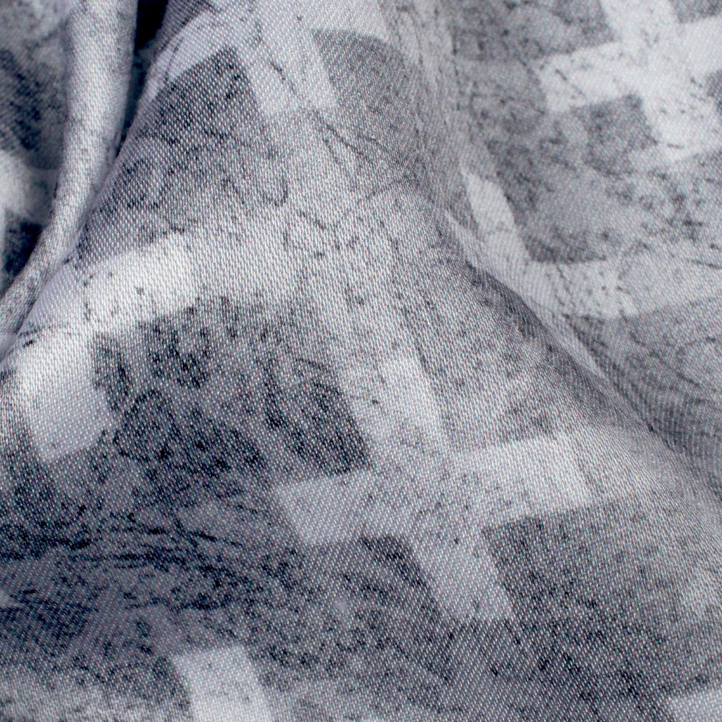 Grey And White Geometric Pattern Digital Print Premium Lush Satin Fabric