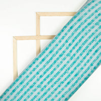 Sky Blue And White Stripes Pattern Digital Print Premium Lush Satin Fabric