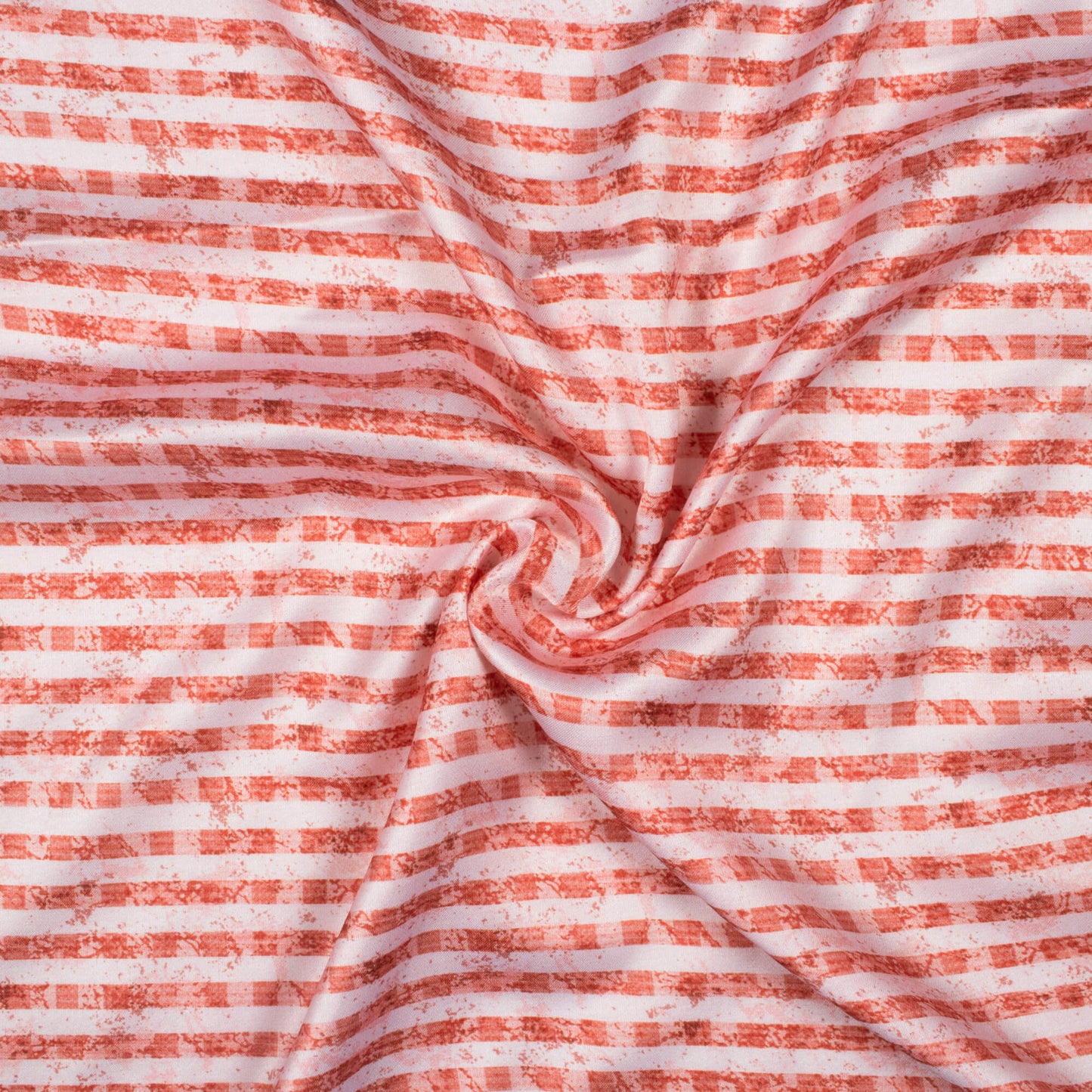 Dark Umber Orange And White Stripes Pattern Digital Print Premium Lush Satin Fabric