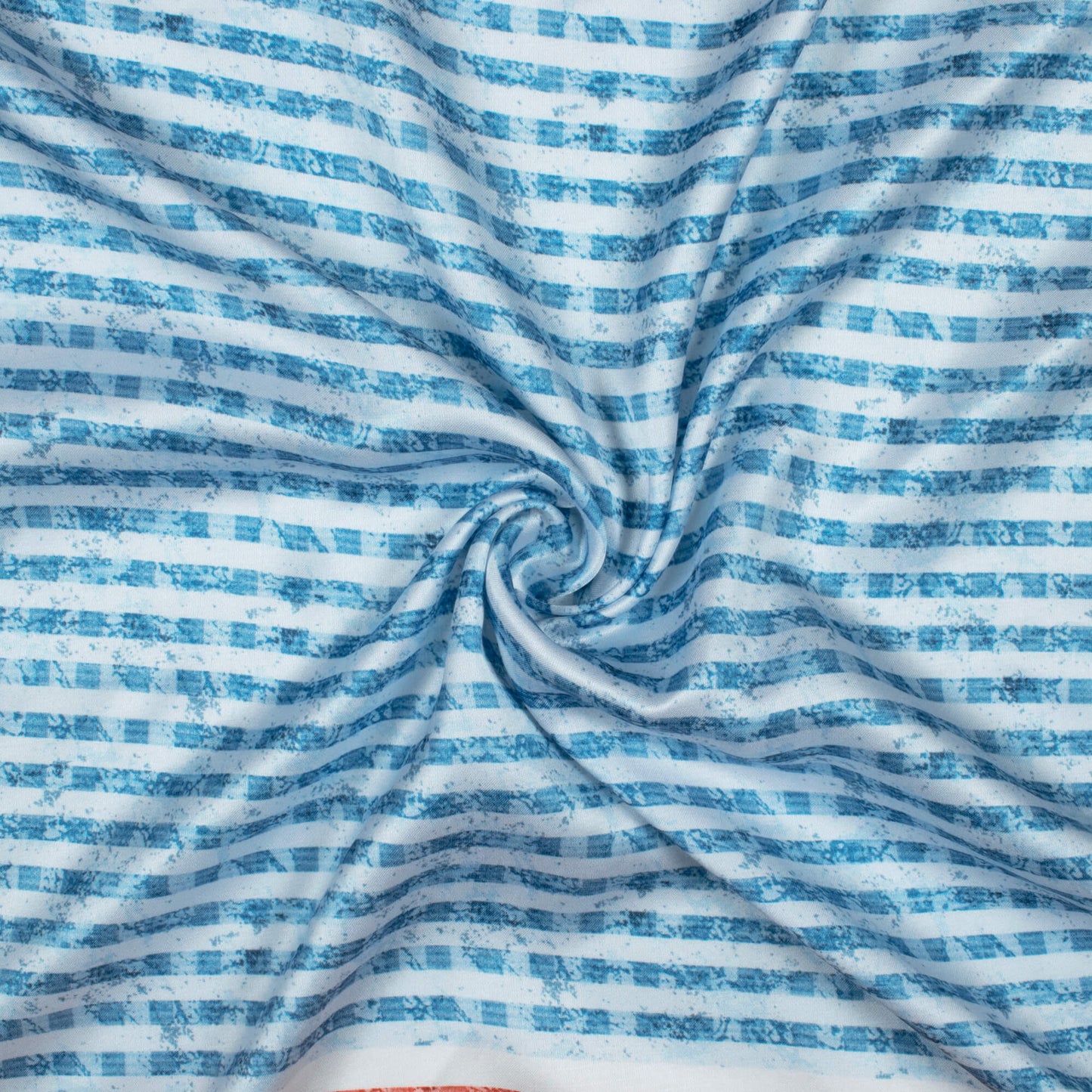 Curious Blue And White Stripes Pattern Digital Print Premium Lush Satin Fabric
