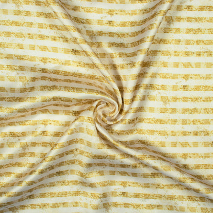 Trombone Yellow And White Stripes Pattern Digital Print Premium Lush Satin Fabric