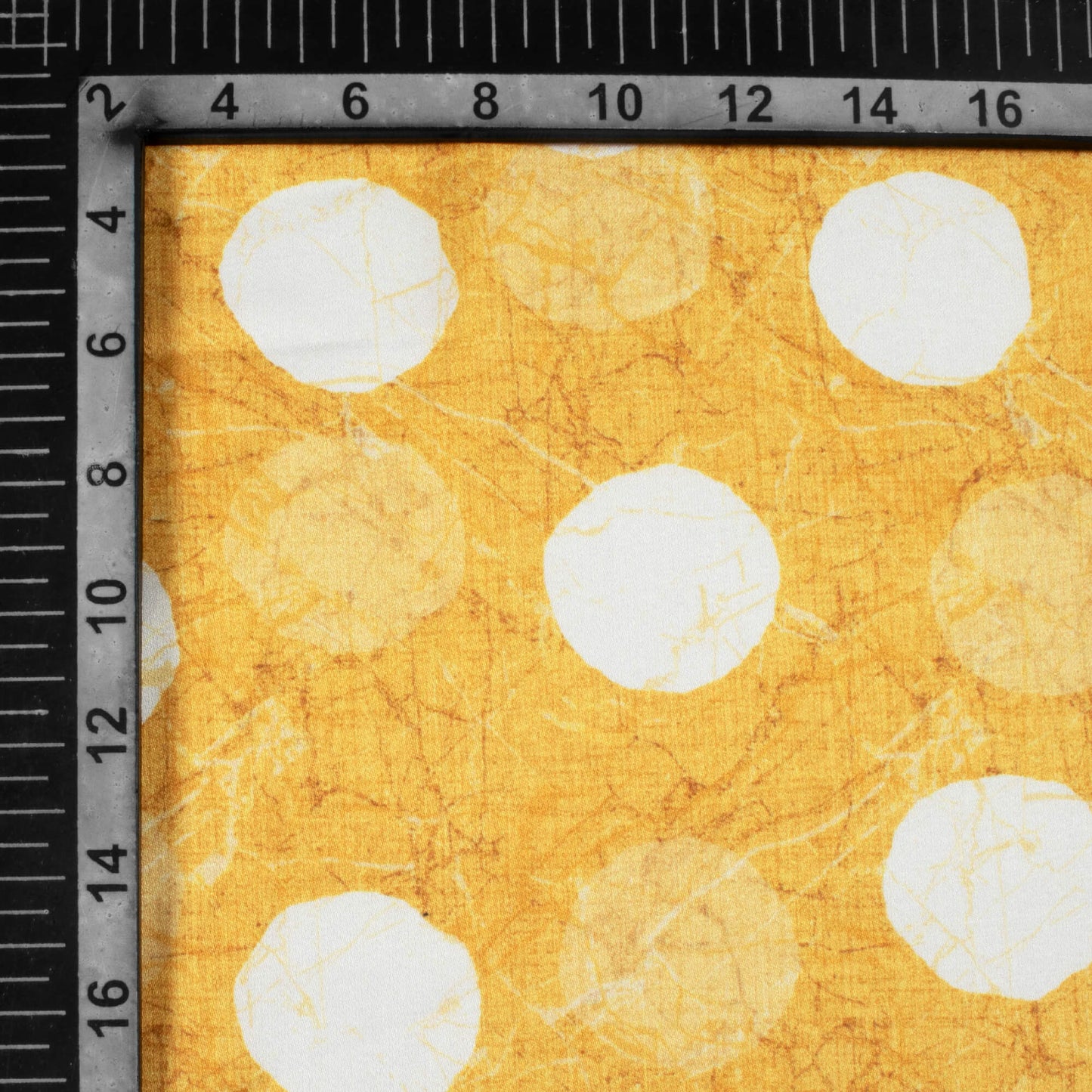 Gold Yellow And White Geometric Pattern Digital Print Premium Lush Satin Fabric