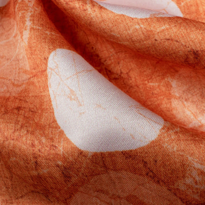 Burnt Orange And White Geometric Pattern Digital Print Premium Lush Satin Fabric