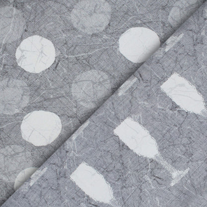 Grey And White Geometric Pattern Digital Print Premium Lush Satin Fabric