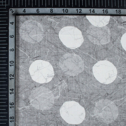 Grey And White Geometric Pattern Digital Print Premium Lush Satin Fabric