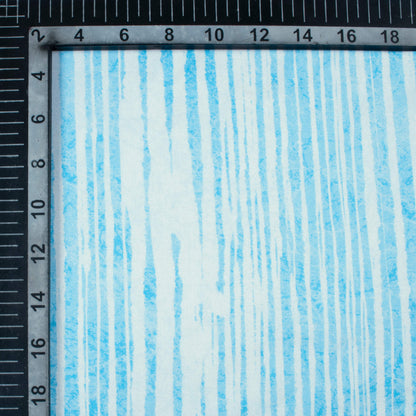 Baby Blue And White Abstract Pattern Digital Print Premium Lush Satin Fabric