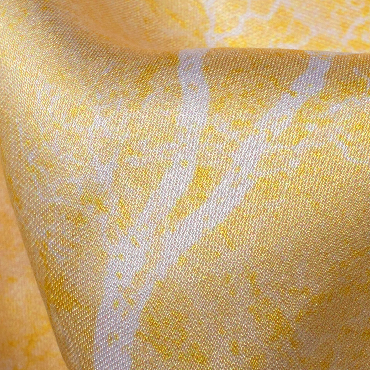 Mellow Yellow And White Floral Pattern Digital Print Premium Lush Satin Fabric