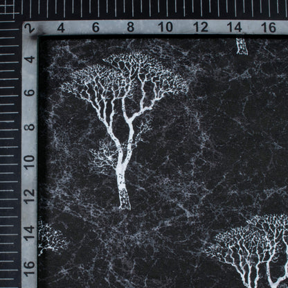 Black And White Floral Pattern Digital Print Premium Lush Satin Fabric