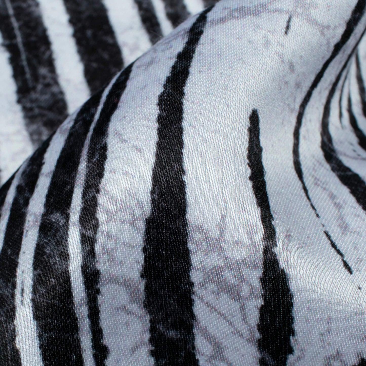 Black And White Abstract Pattern Digital Print Premium Lush Satin Fabric