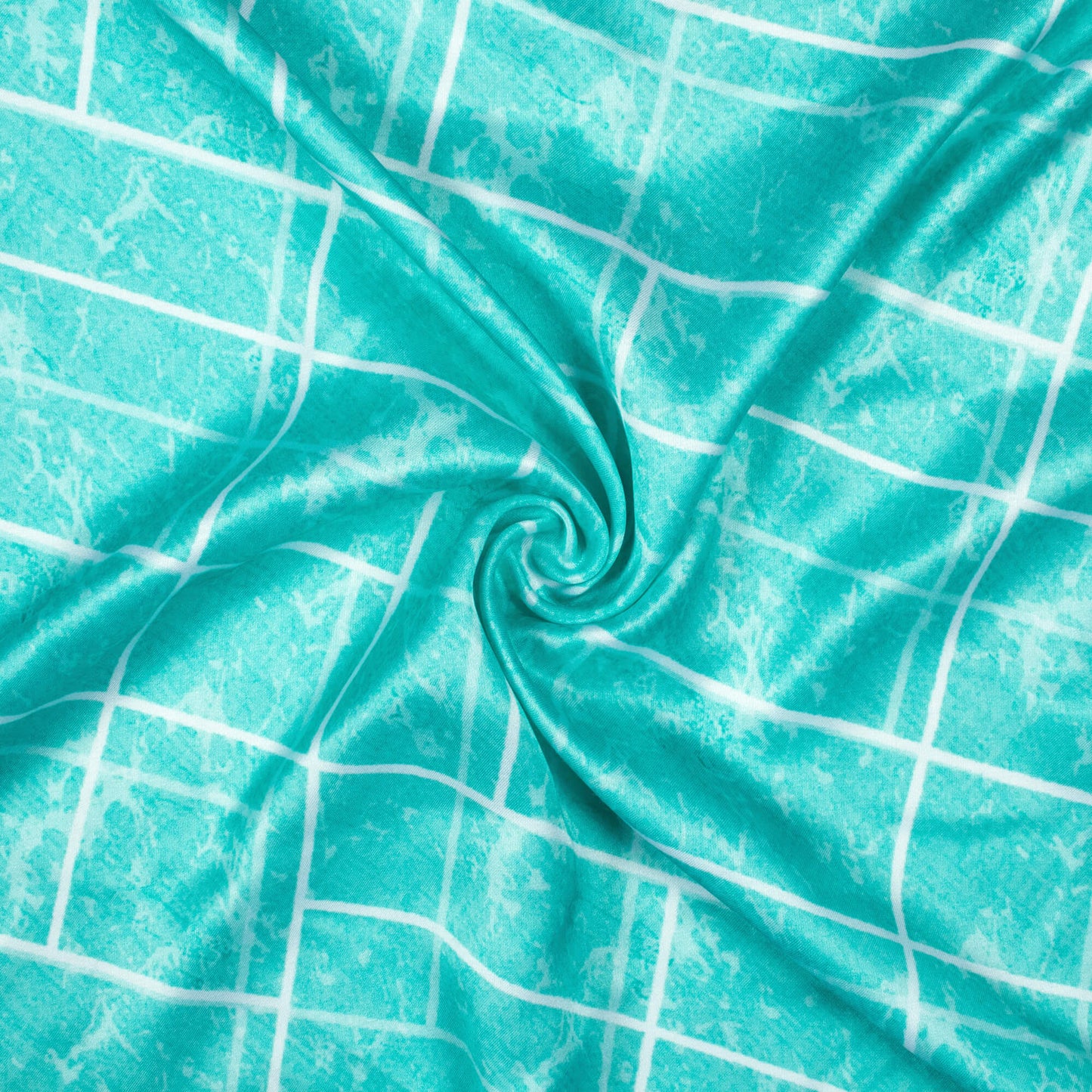 Jordy Blue And White Geometric Pattern Digital Print Premium Lush Satin Fabric