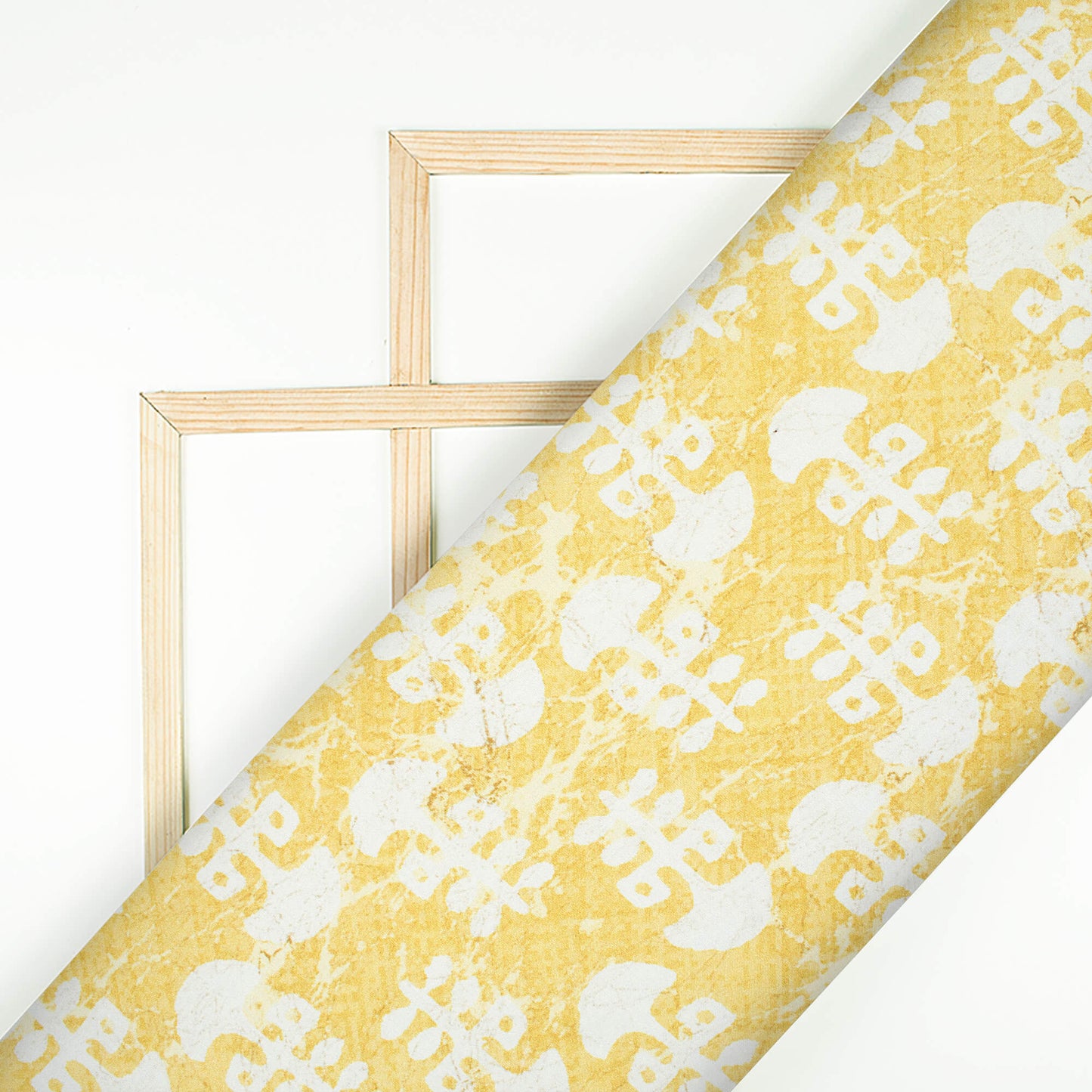 Trombone Yellow And White Booti Pattern Digital Print Premium Lush Satin Fabric