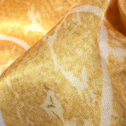 Trombone Yellow And White Geometric Pattern Digital Print Premium Lush Satin Fabric