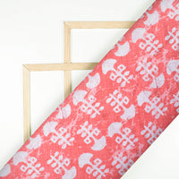 Rouge Pink And White Booti Pattern Digital Print Premium Lush Satin Fabric