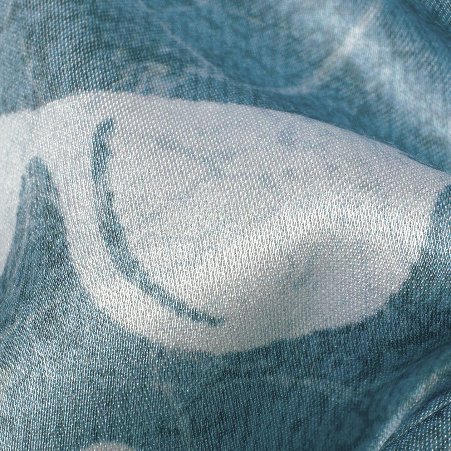 Chetwode Blue And White Quirky Pattern Digital Print Premium Lush Satin Fabric