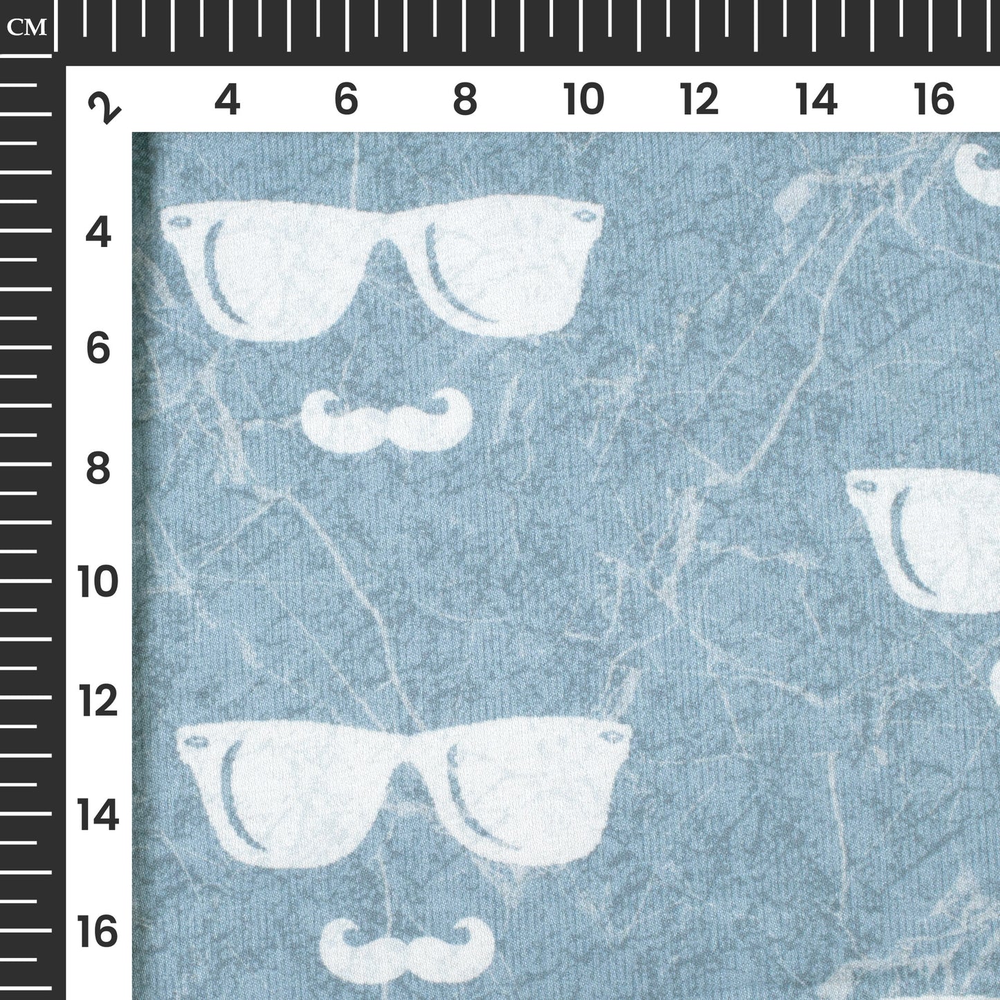Chetwode Blue And White Quirky Pattern Digital Print Premium Lush Satin Fabric