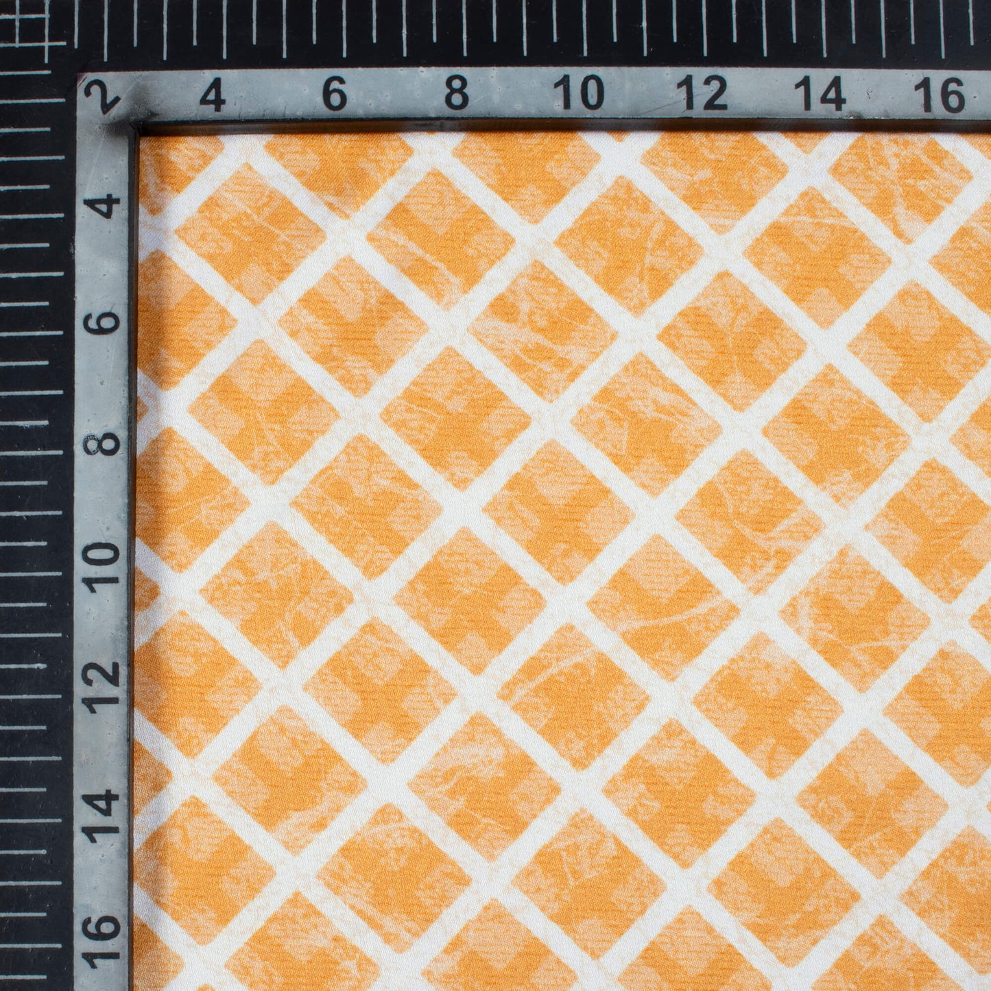 Mellow Yellow And White Geometric Pattern Digital Print Premium Lush Satin Fabric