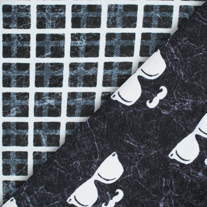 Black And White Checks Pattern Digital Print Premium Lush Satin Fabric