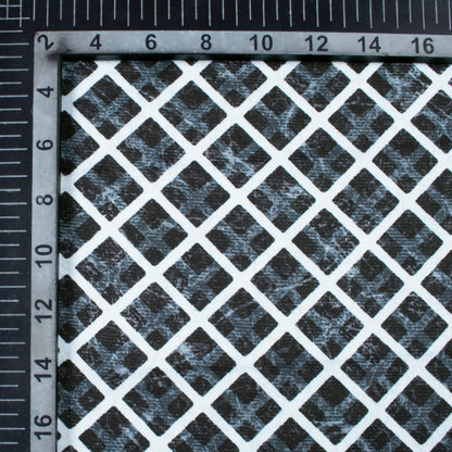 Black And White Checks Pattern Digital Print Premium Lush Satin Fabric