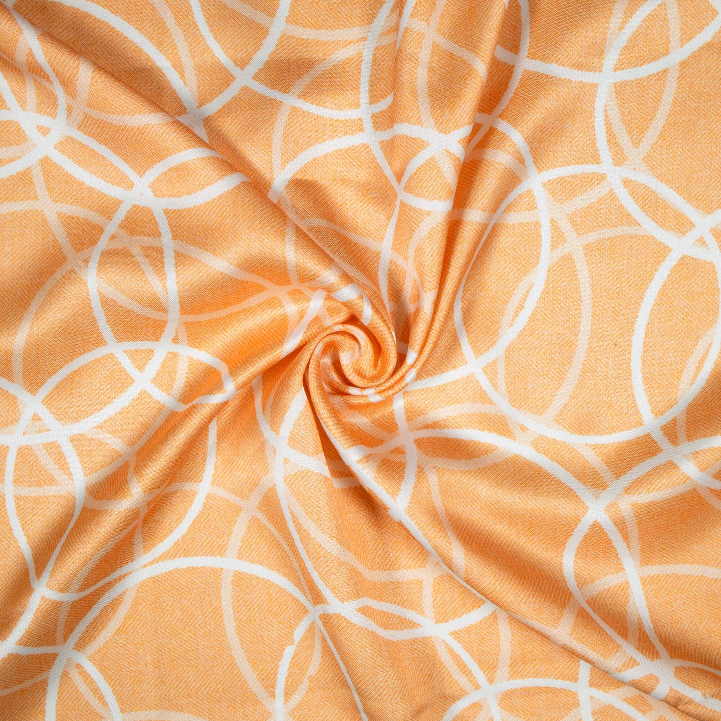 Mellow Yellow And White Geometric Pattern Digital Print Premium Lush Satin Fabric