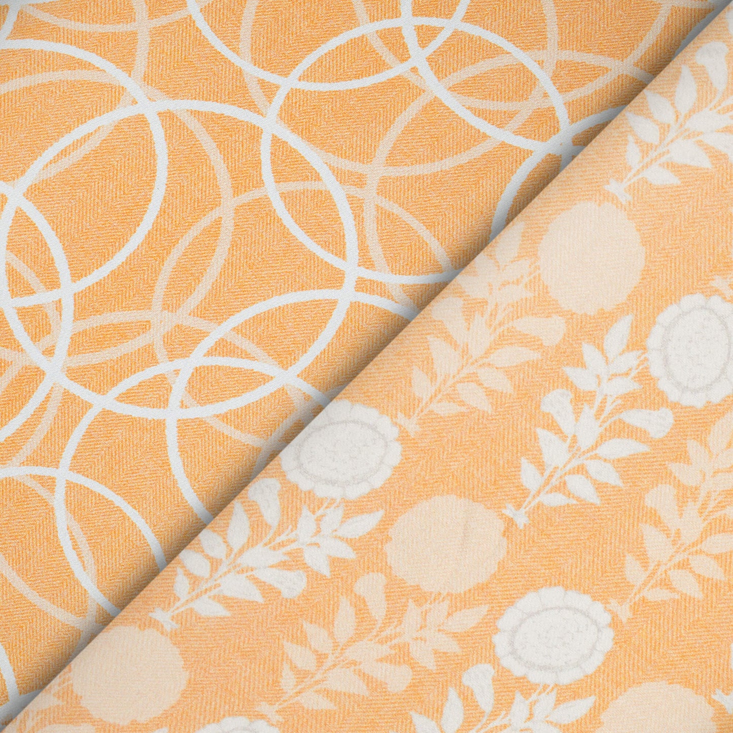 Mellow Yellow And White Geometric Pattern Digital Print Premium Lush Satin Fabric