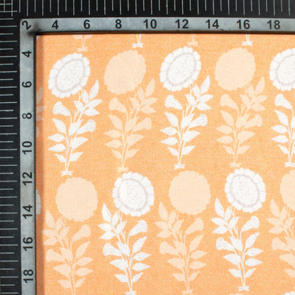 Mellow Yellow And White Floral Pattern Digital Print Premium Lush Satin Fabric