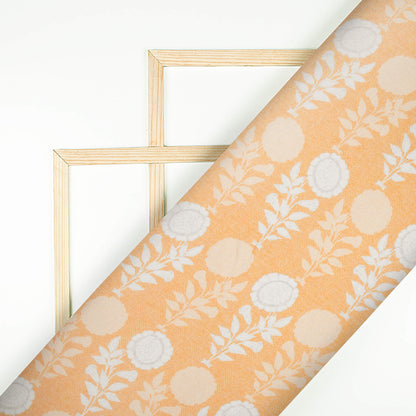 Mellow Yellow And White Floral Pattern Digital Print Premium Lush Satin Fabric