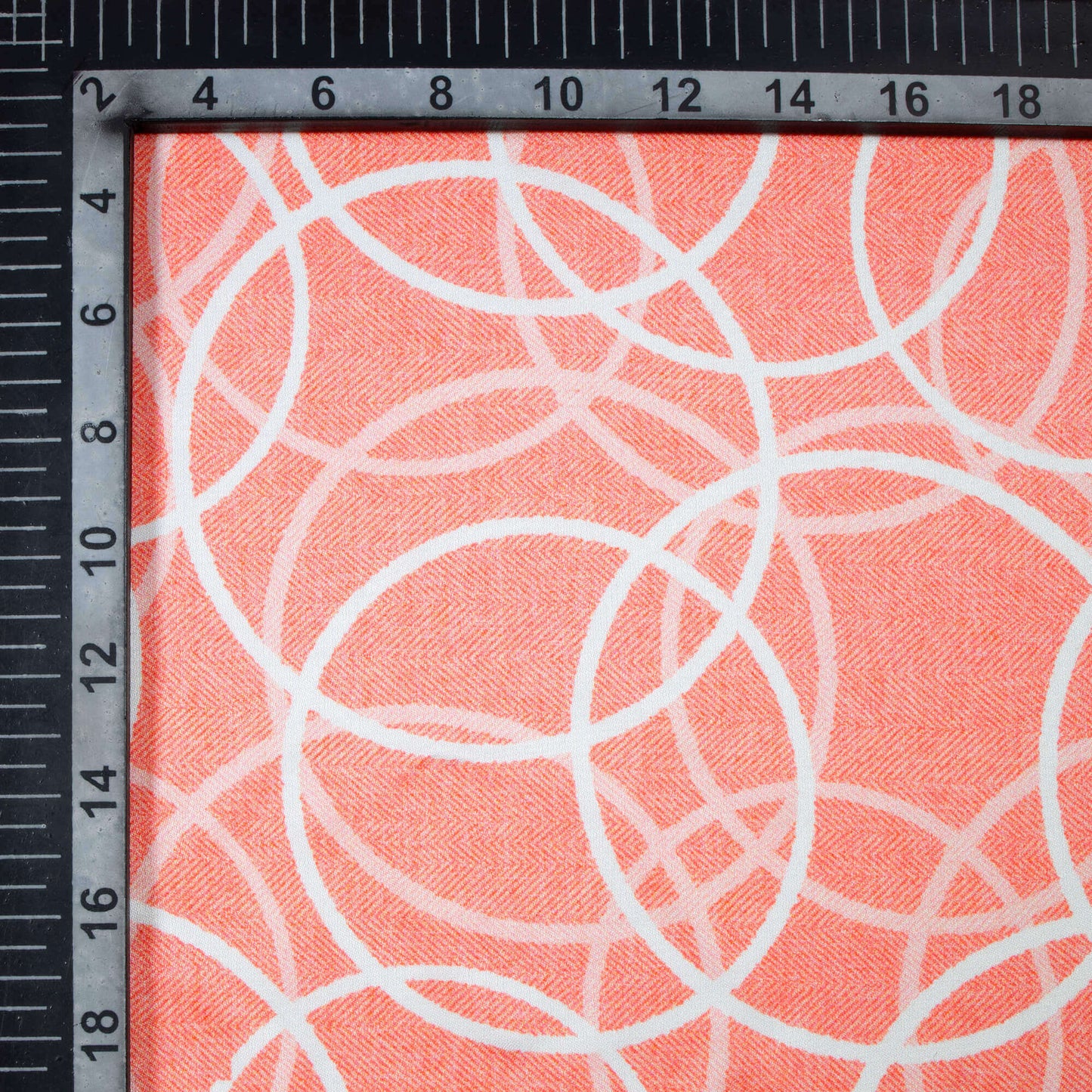 Salmon Pink And White Geometric Pattern Digital Print Premium Lush Satin Fabric