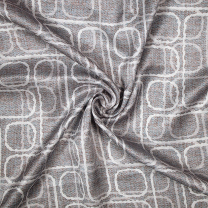 Grey And White Geometric Pattern Digital Print Premium Lush Satin Fabric