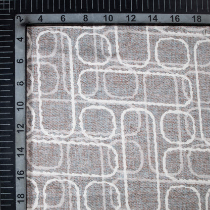 Grey And White Geometric Pattern Digital Print Premium Lush Satin Fabric