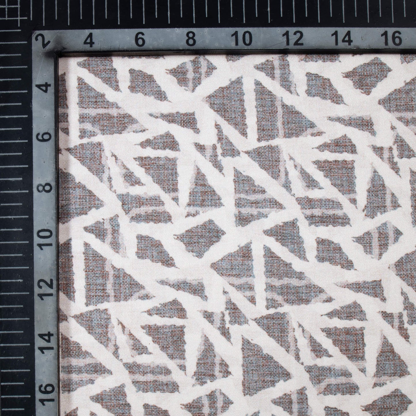 Grey And White Geometric Pattern Digital Print Premium Lush Satin Fabric