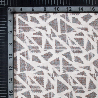 Grey And White Geometric Pattern Digital Print Premium Lush Satin Fabric