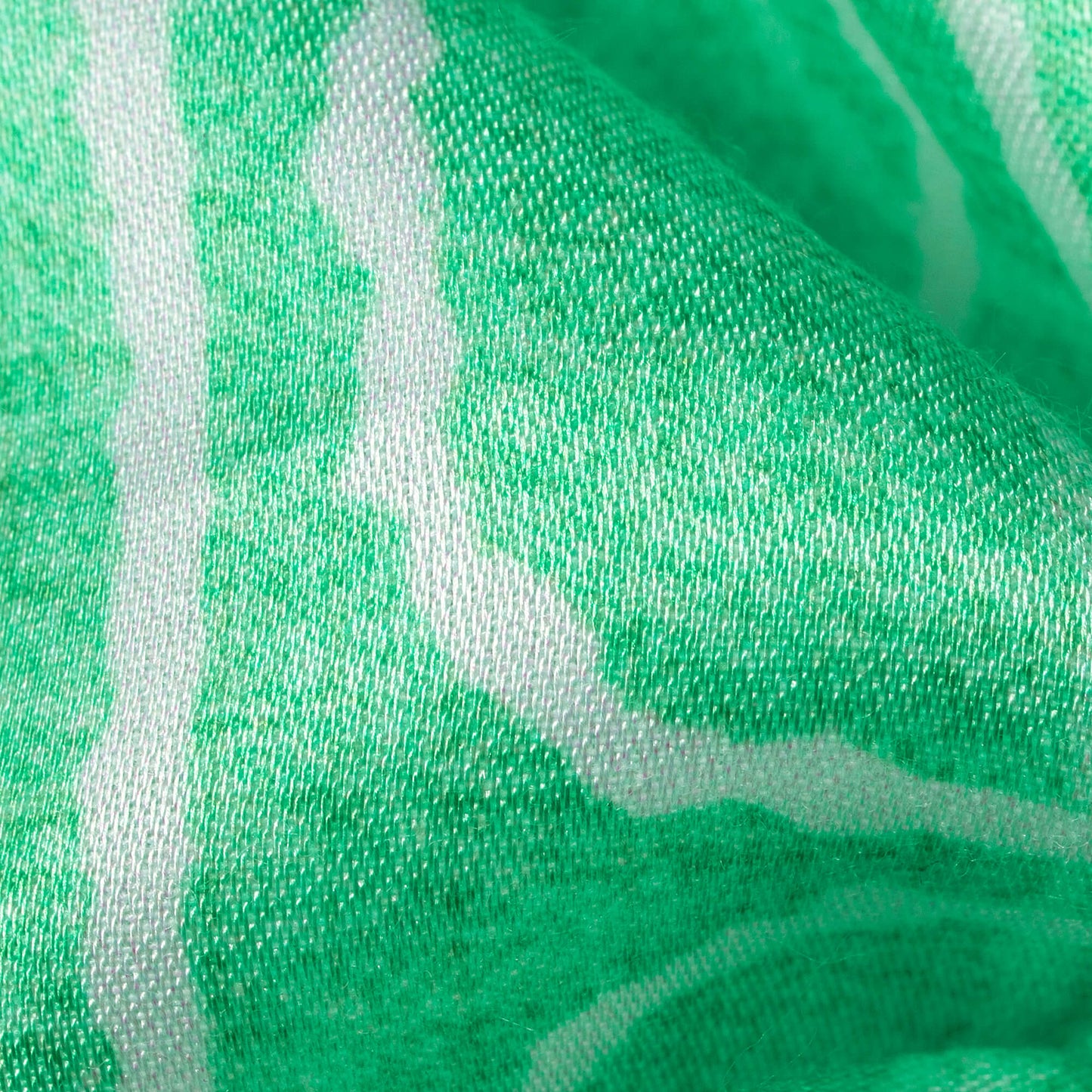 Paris Green And White Geometric Pattern Digital Print Premium Lush Satin Fabric