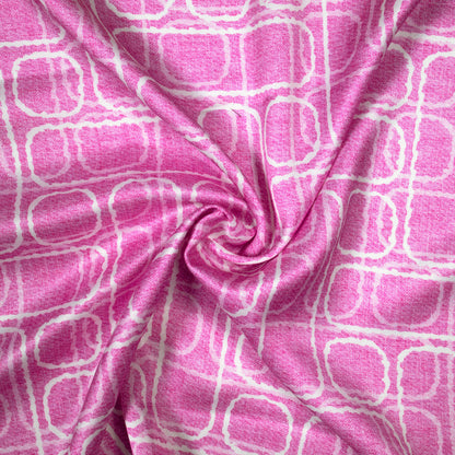 Persian Pink And White Geometric Pattern Digital Print Premium Lush Satin Fabric