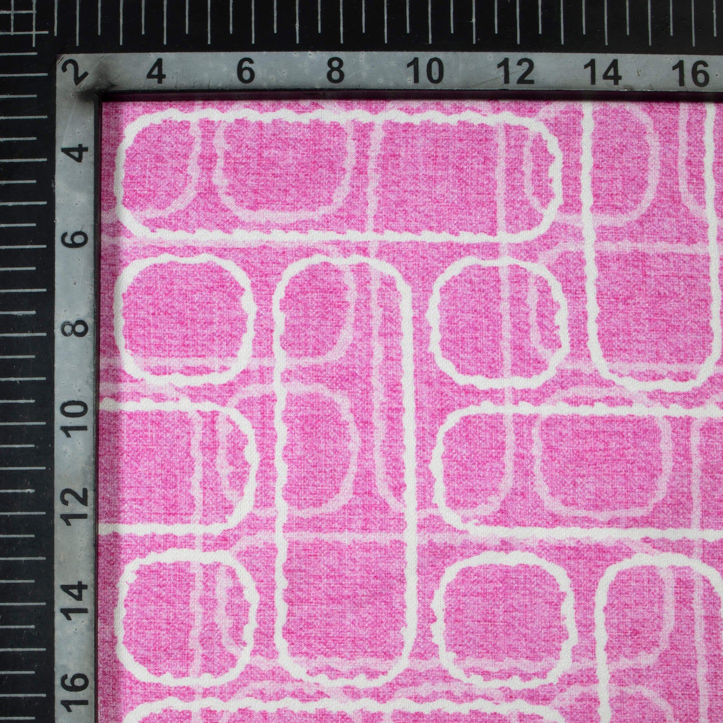 Persian Pink And White Geometric Pattern Digital Print Premium Lush Satin Fabric