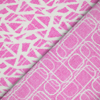 Persian Pink And White Geometric Pattern Digital Print Premium Lush Satin Fabric
