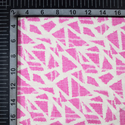 Persian Pink And White Geometric Pattern Digital Print Premium Lush Satin Fabric