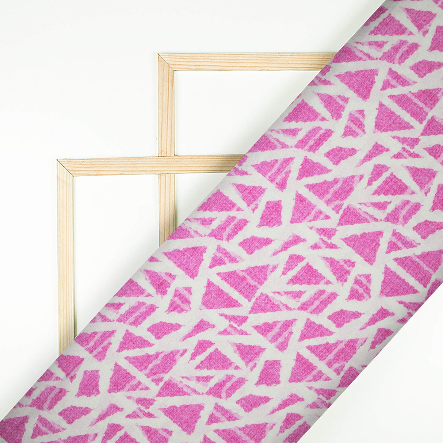 Persian Pink And White Geometric Pattern Digital Print Premium Lush Satin Fabric