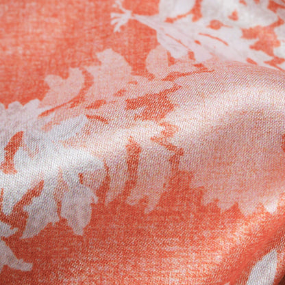 Coral Peach And White Floral Pattern Digital Print Japan Satin Fabric
